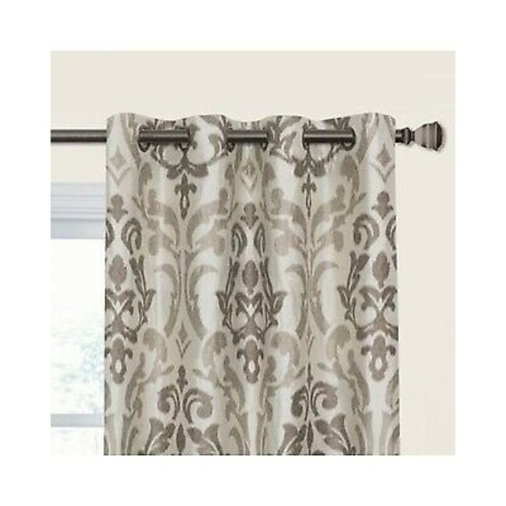 Trivoli Window Collection 25"x63" Grommet Elegant Damask Cream Panels(2)